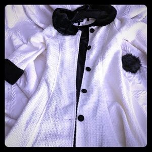 Girls White Jacket with Black Velvet Dress
